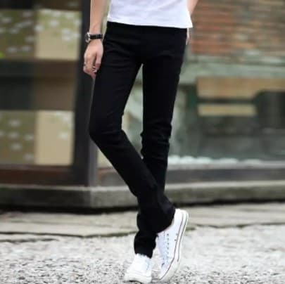 Men's Korean-style Slim Fit Black Jeans (Black pants)